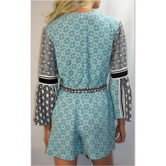 ANN TAYLOR LOFT Bell Sleeve Print Romper - Picture 6 of 8
